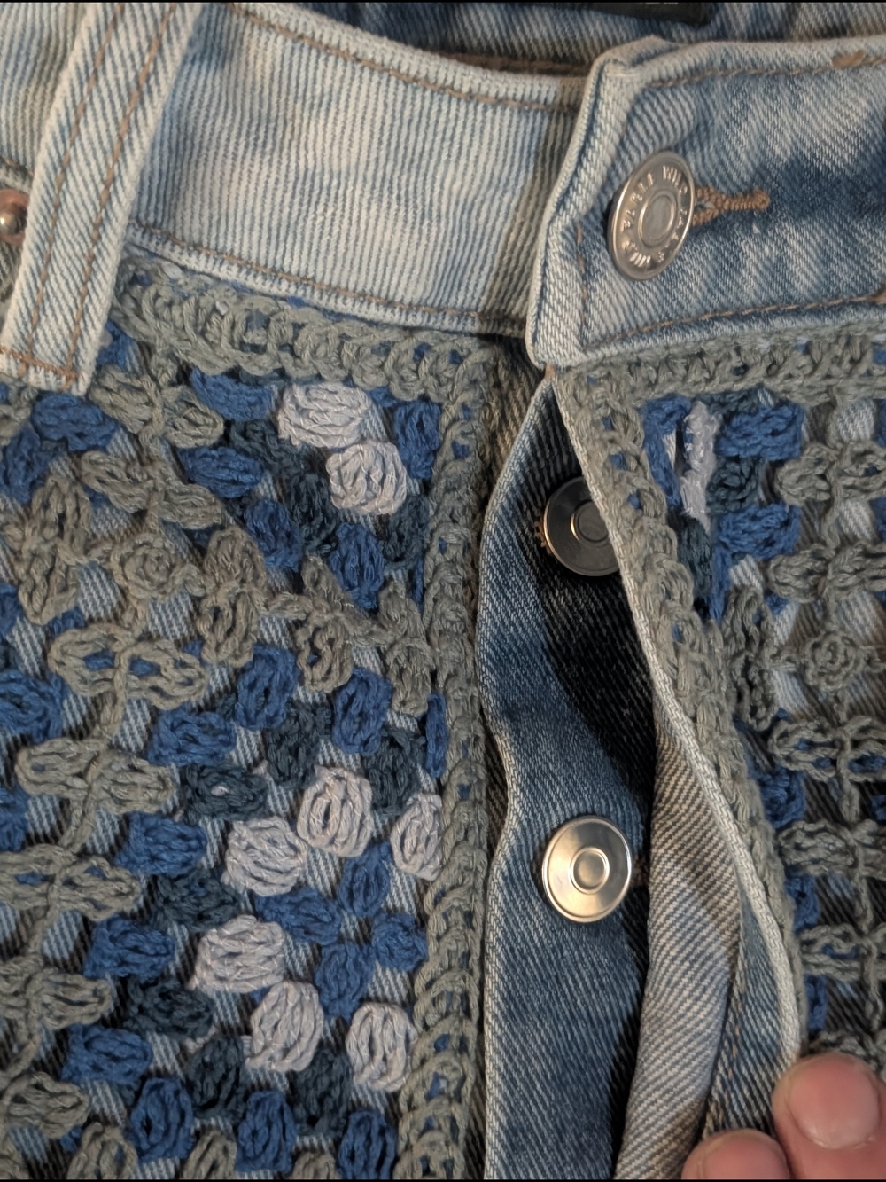 wild fable Crochet Patchwork Denim Shorts — Blue/Olive - Picture 6 of 8